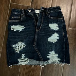 Hollister ultra high rise size 1 distressed denim jean skirt